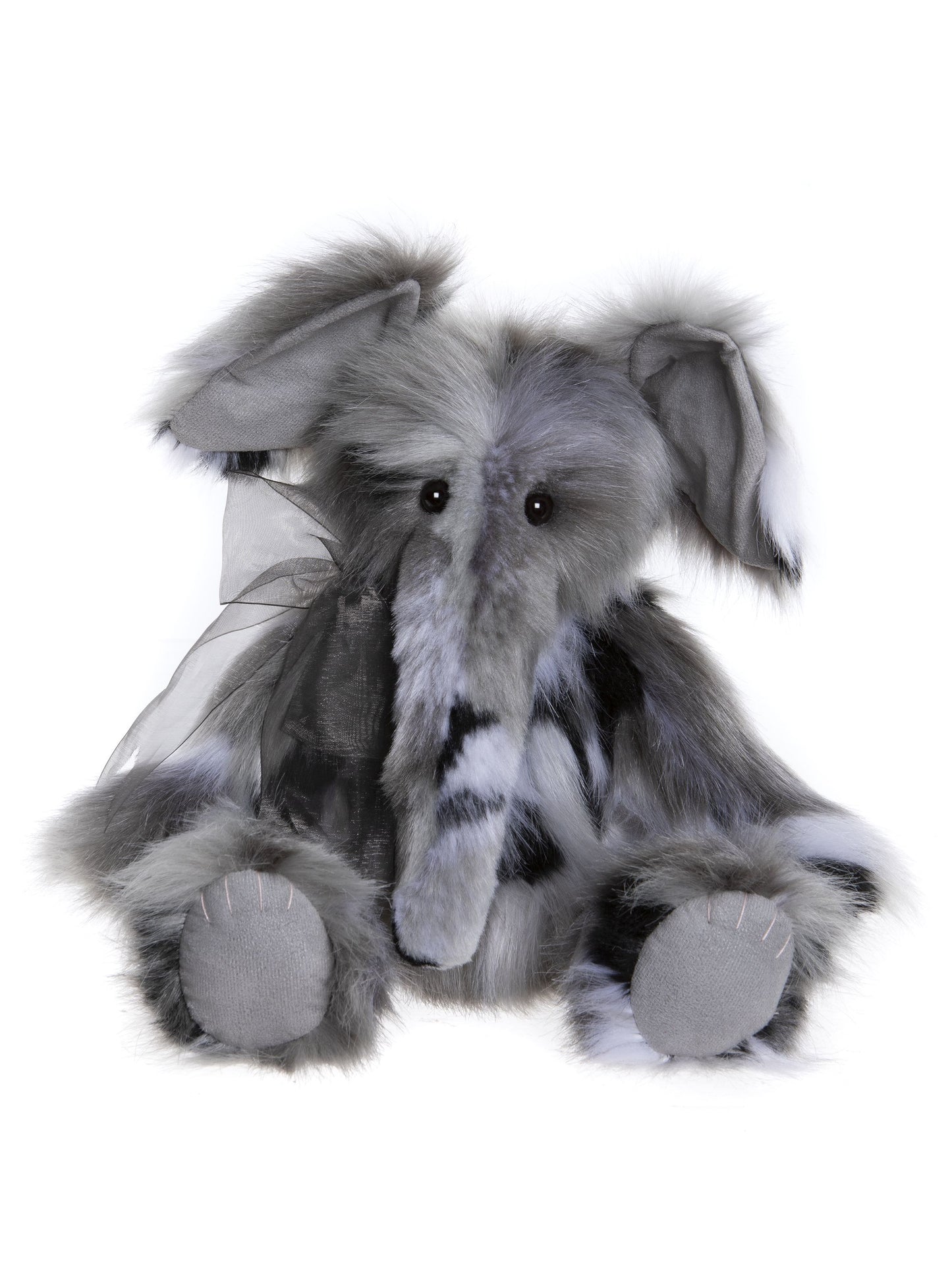 2024 Charlie Bear plush elephant gray fur bow