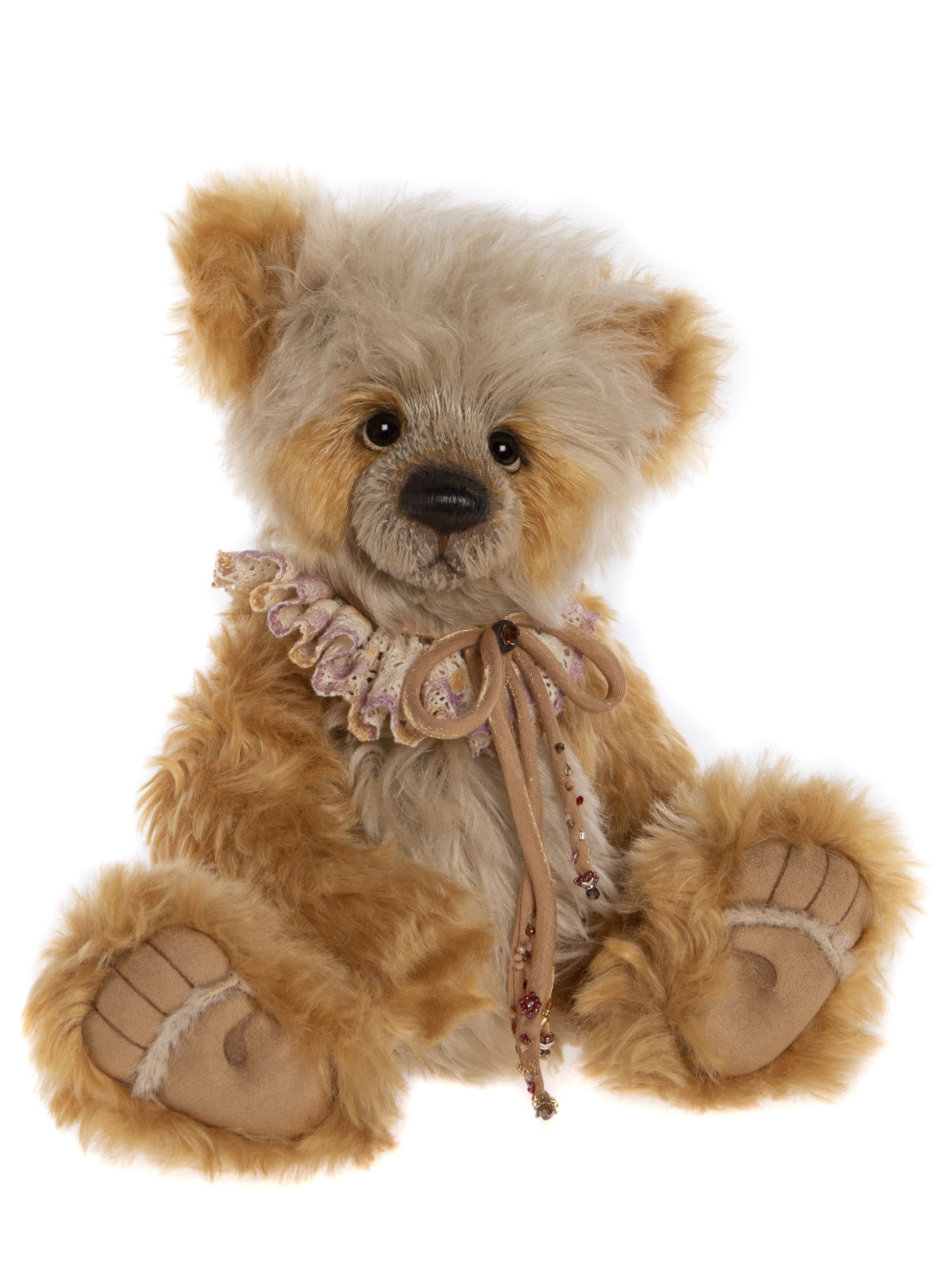 2023 charlie bear shakespeare caramel fur collar beaded mohair alpaca isabelle collection