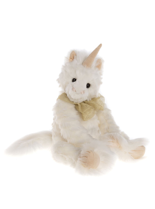 2023 Charlie Bear unicorn white fur gold bow