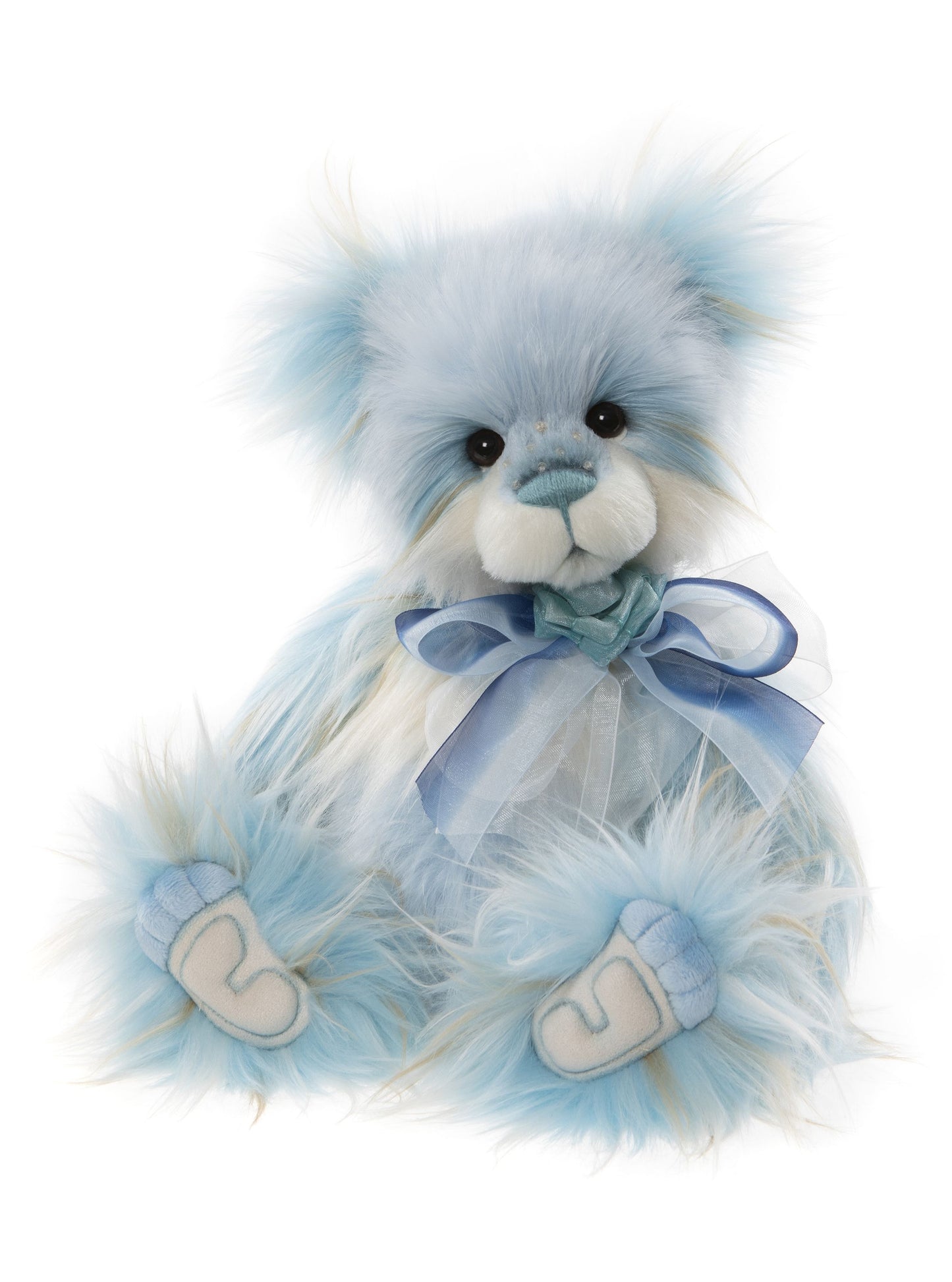 2022 Charlie Bear plush Ice Pop blue fur and bow